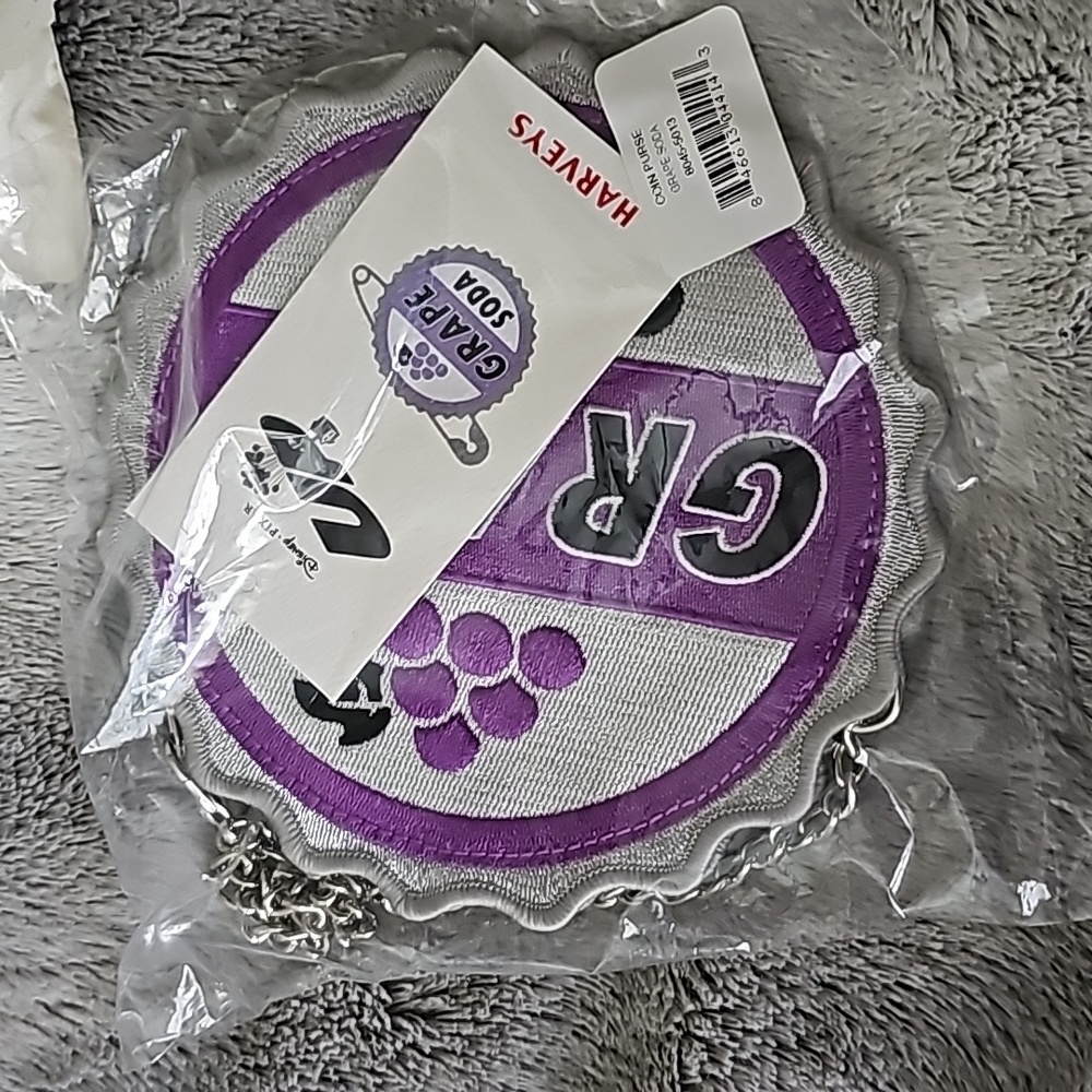 Harveys seatbelt new grape soda up coin purse